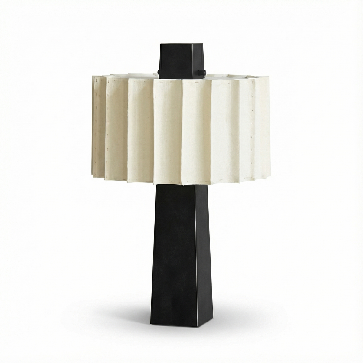 Nordic Matte Black Pleated-Shade Table Lamp Orvantis – Studio View