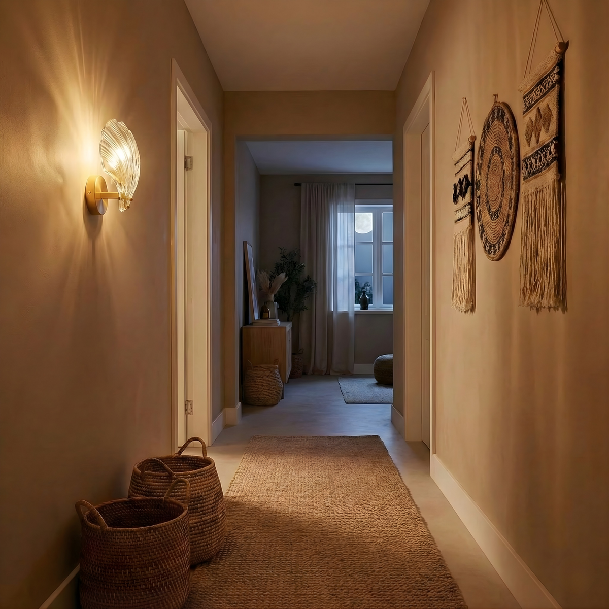 Diamond-Cut Glass Shell Wall Sconce Goxira – Hallway Lifestyle