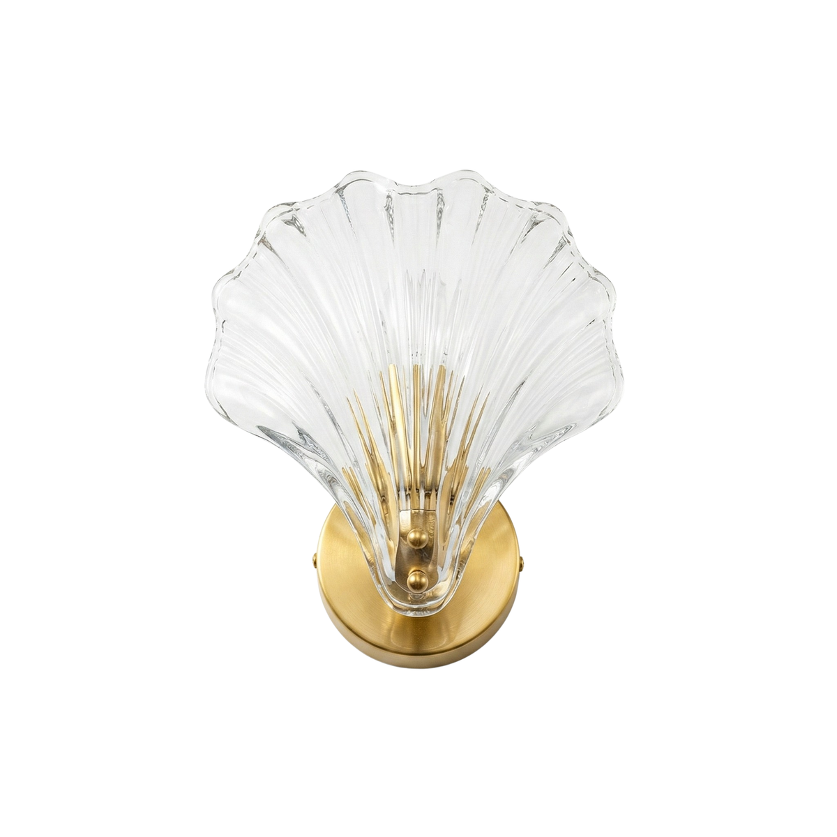 Diamond-Cut Glass Shell Wall Sconce Goxira – Clear Finish