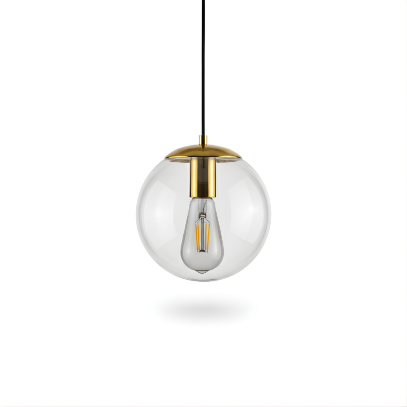 Warm Amber Glass Metal Pendant Light Corvane – Lifestyle View 2