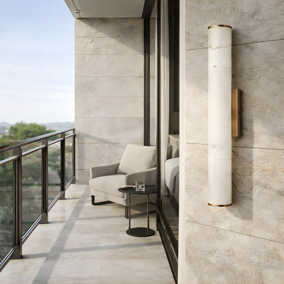 Hand-Finished Marble Copper Wall Sconce Evix – Lifestyle, Balcony Wall