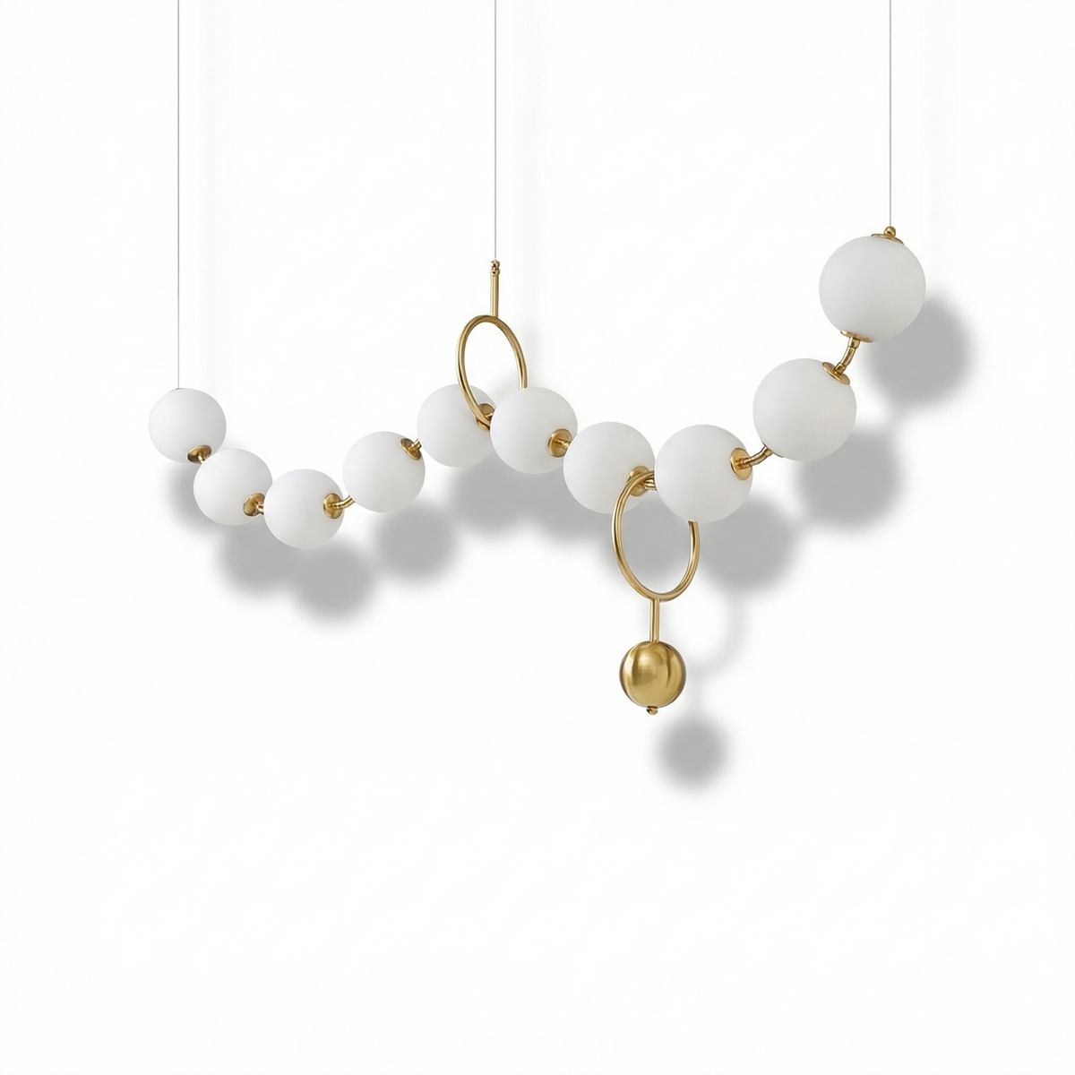 Sculptural Glass Orb Chandelier Ilnox, studio view on white background
