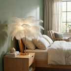 Natural Ostrich Feather Table Lamp Arelon – Lifestyle View 3