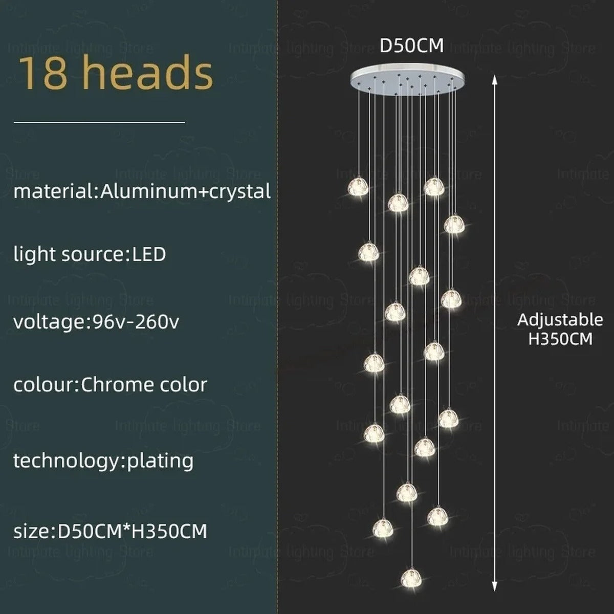 Spiral K9 Crystal Cluster Chandelier Jelvorn – Product Detail 16