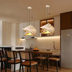 Spiral Wood Slat Cone Pendant Light – Selraith – Hero Shot