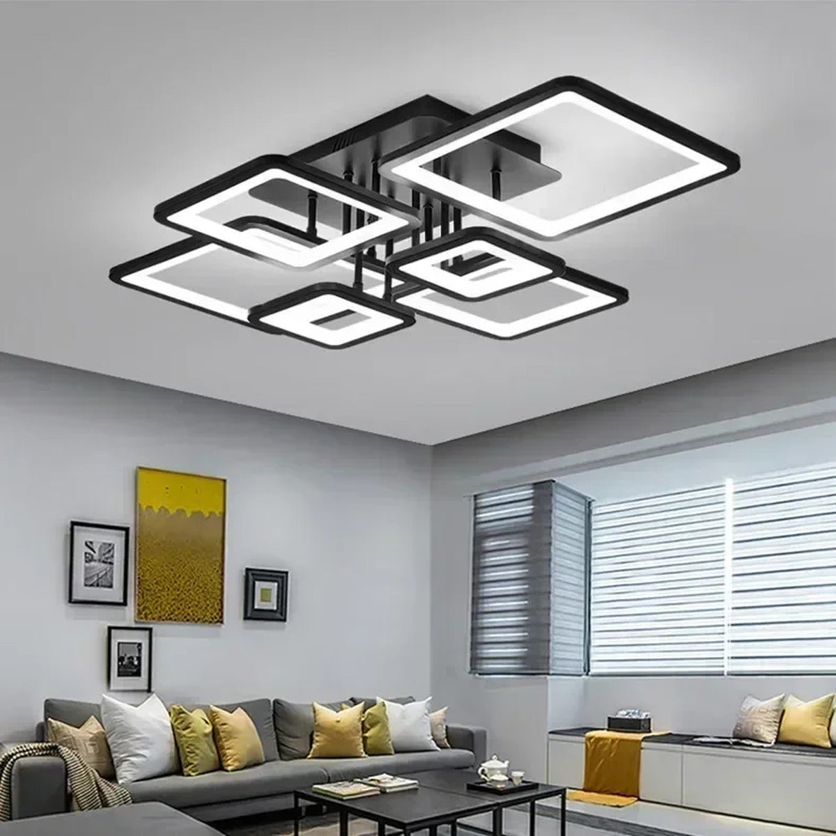 Modern Nordic Square-Frame LED Ceiling Light Quadrion – Lifestyle View 3
