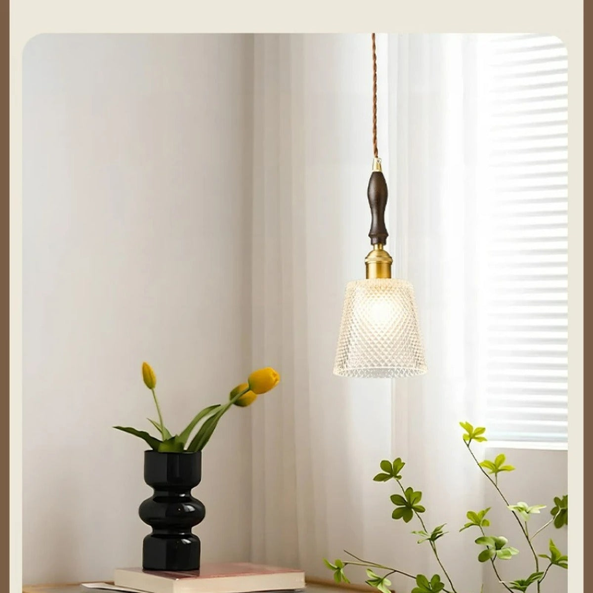 Ruffled Crackle Glass Pendant Light – Helvora – Lifestyle View 4