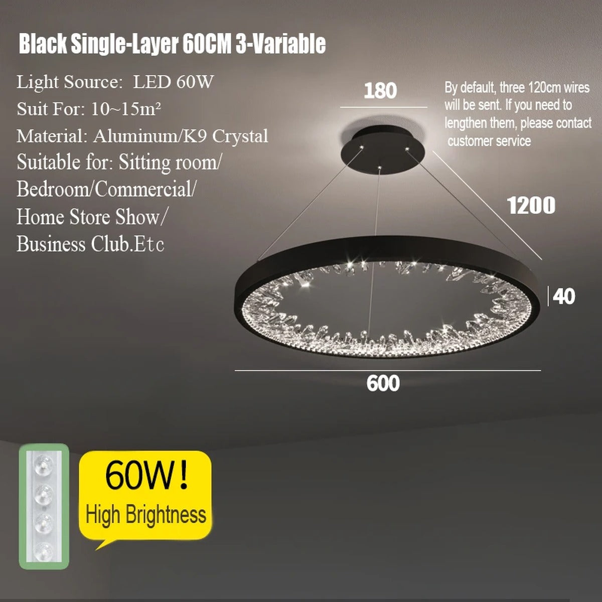 Multi-Ring Crystal Fringe Chandelier – Mevorath – Product Detail 10
