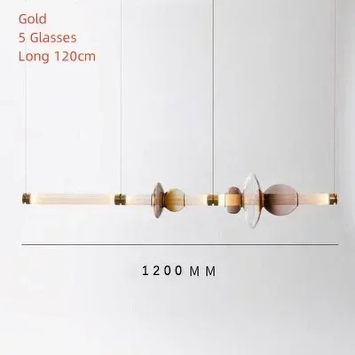 Pendant Light Luxara — Gold 120cm 5 glasses