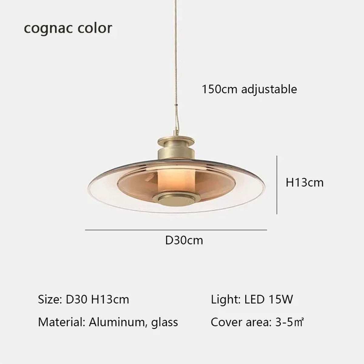 Eloquen Flying Saucer Pendant – Cognac Ø30cm, dimensions