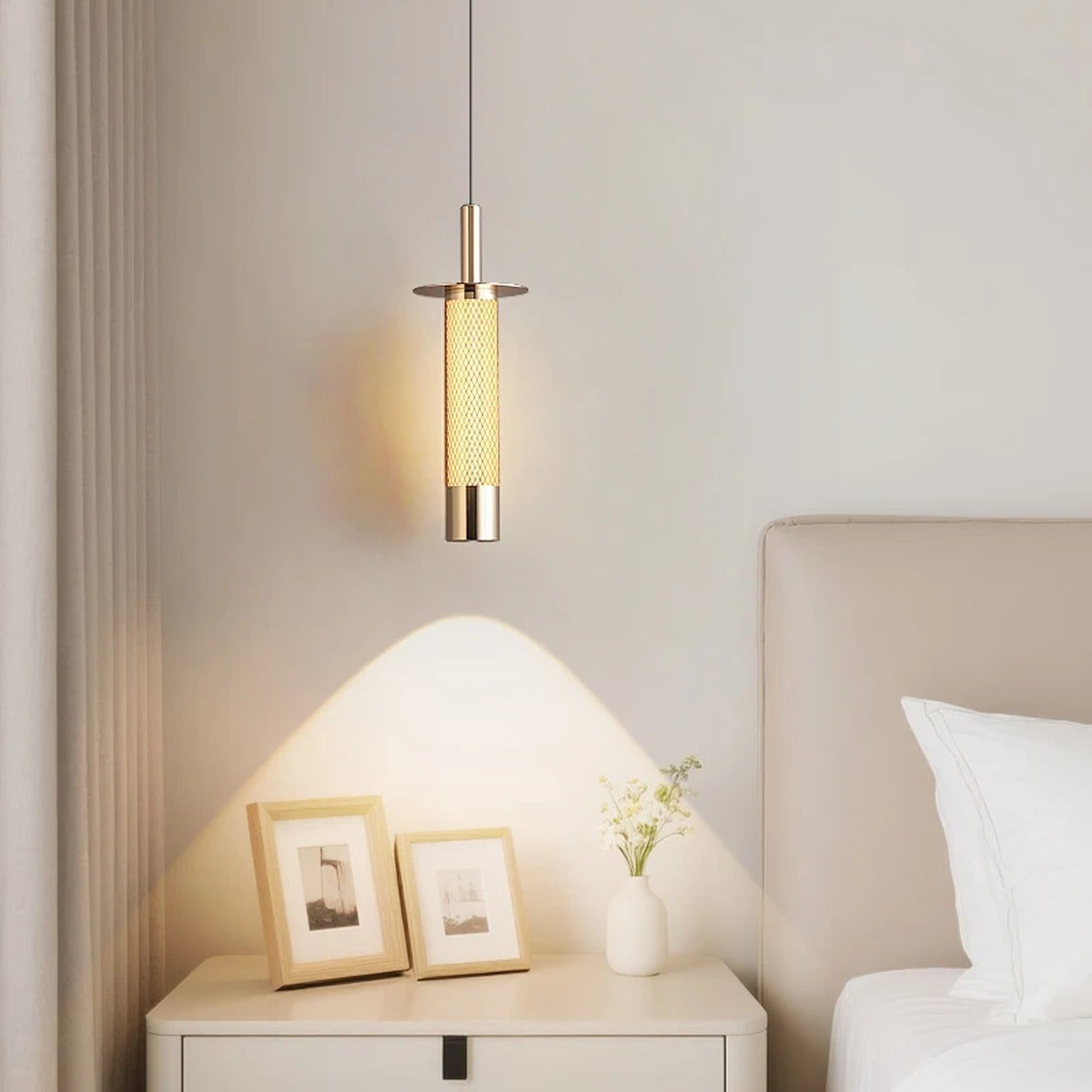 Mesh Cylinder Pendant Light – Byndor – Lifestyle View 2