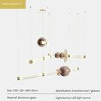 Glass Orb Linear Pendant Light Prismova — Style A — Gold, all sizes