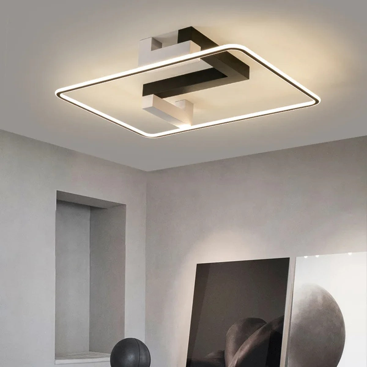 Geometric LED Halo Flush Ceiling Light – Axiomar – Hero Shot