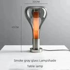 Smoked Glass & Wood Core Teardrop Pendant & Table Lamp – Meridax – Product Detail 8