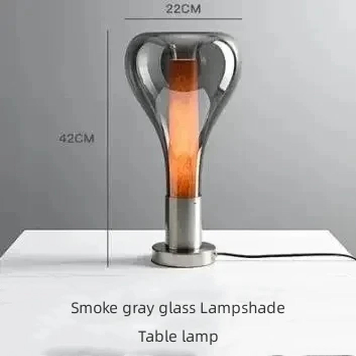 Smoked Glass & Wood Core Teardrop Pendant & Table Lamp – Meridax – Product Detail 8