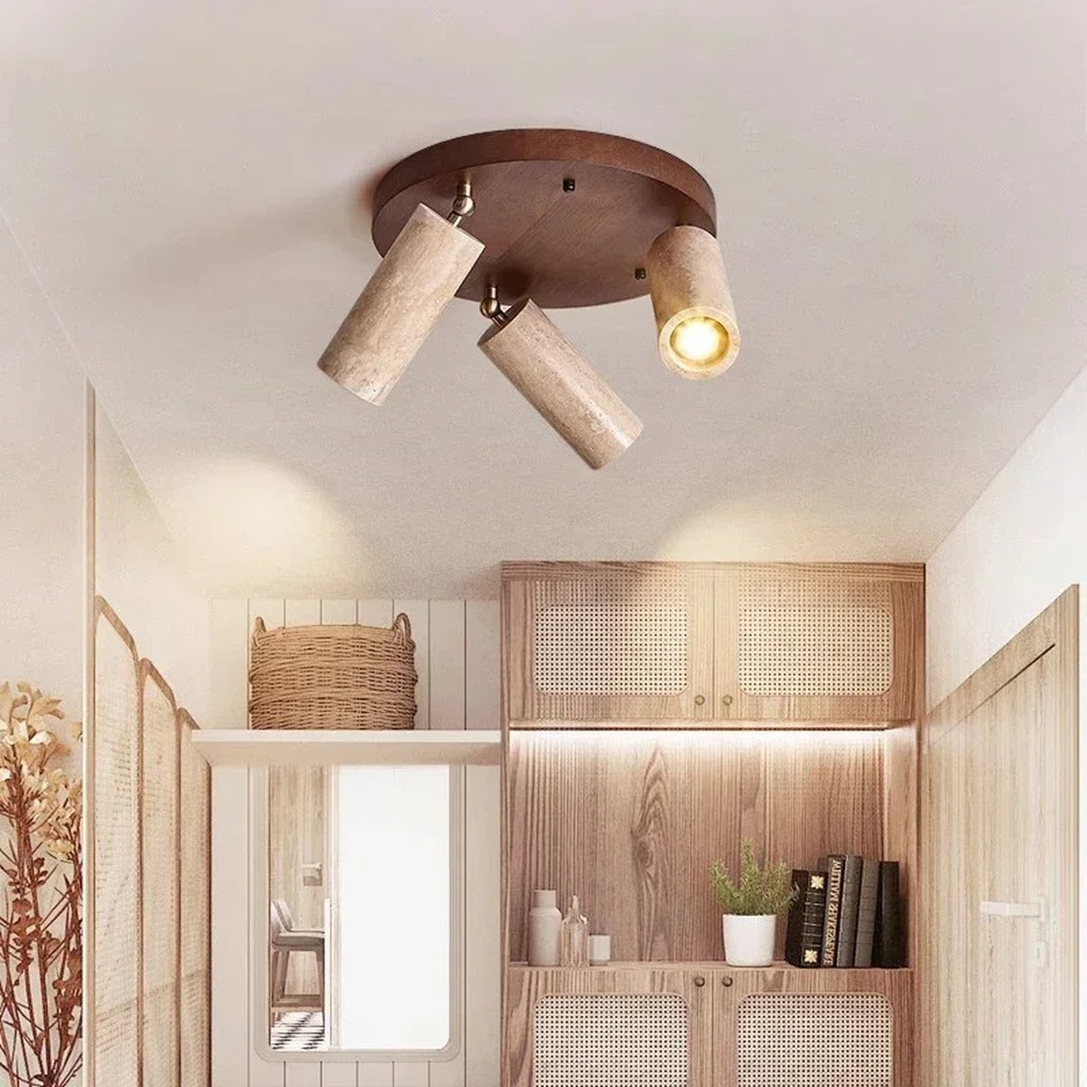 Travertine 3-Head Adjustable Ceiling Spotlight – Solveth – Lifestyle View 3