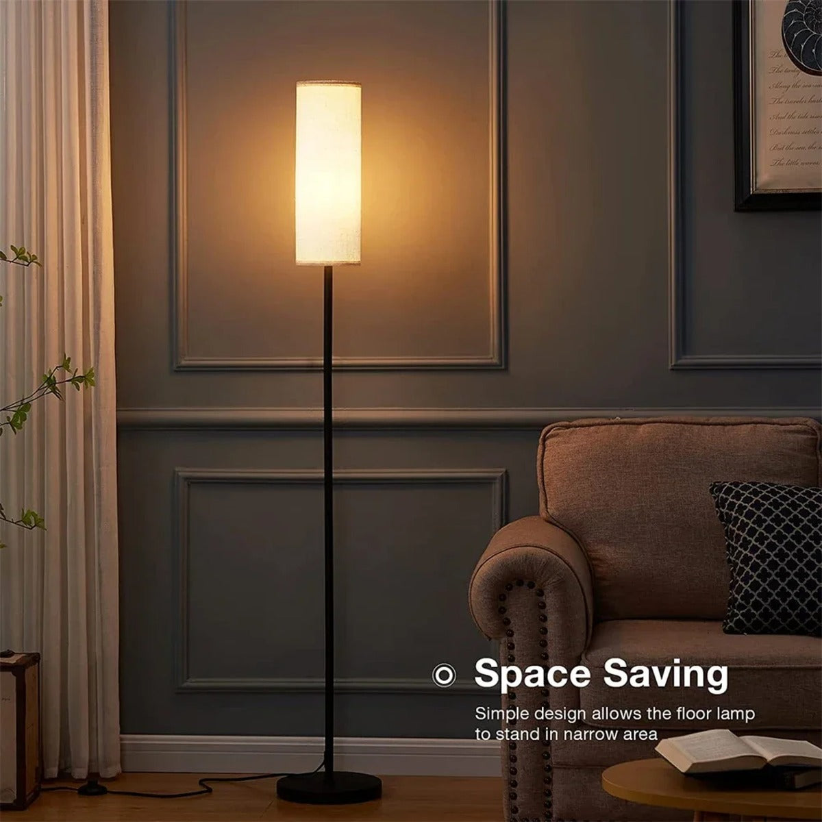 Natural Linen Shade Floor Lamp Relox – Lifestyle View 2