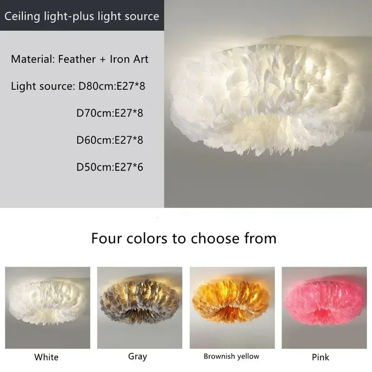 Ethereal Feather Glass Pendant Light Plumaris – Product Detail 8