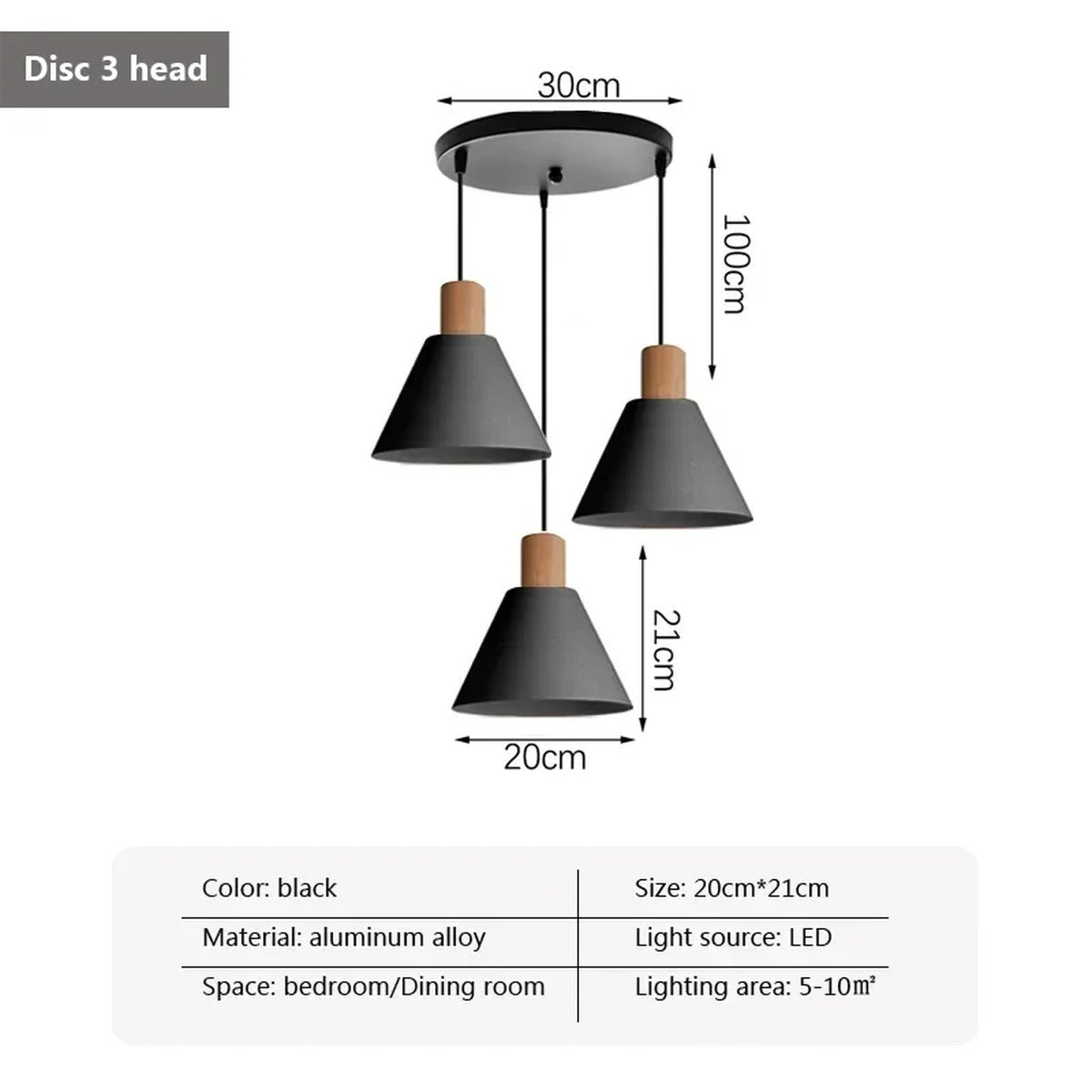Ulion — black, round disc plate, dimension diagram (Ø30cm plate, 20×21cm shades)