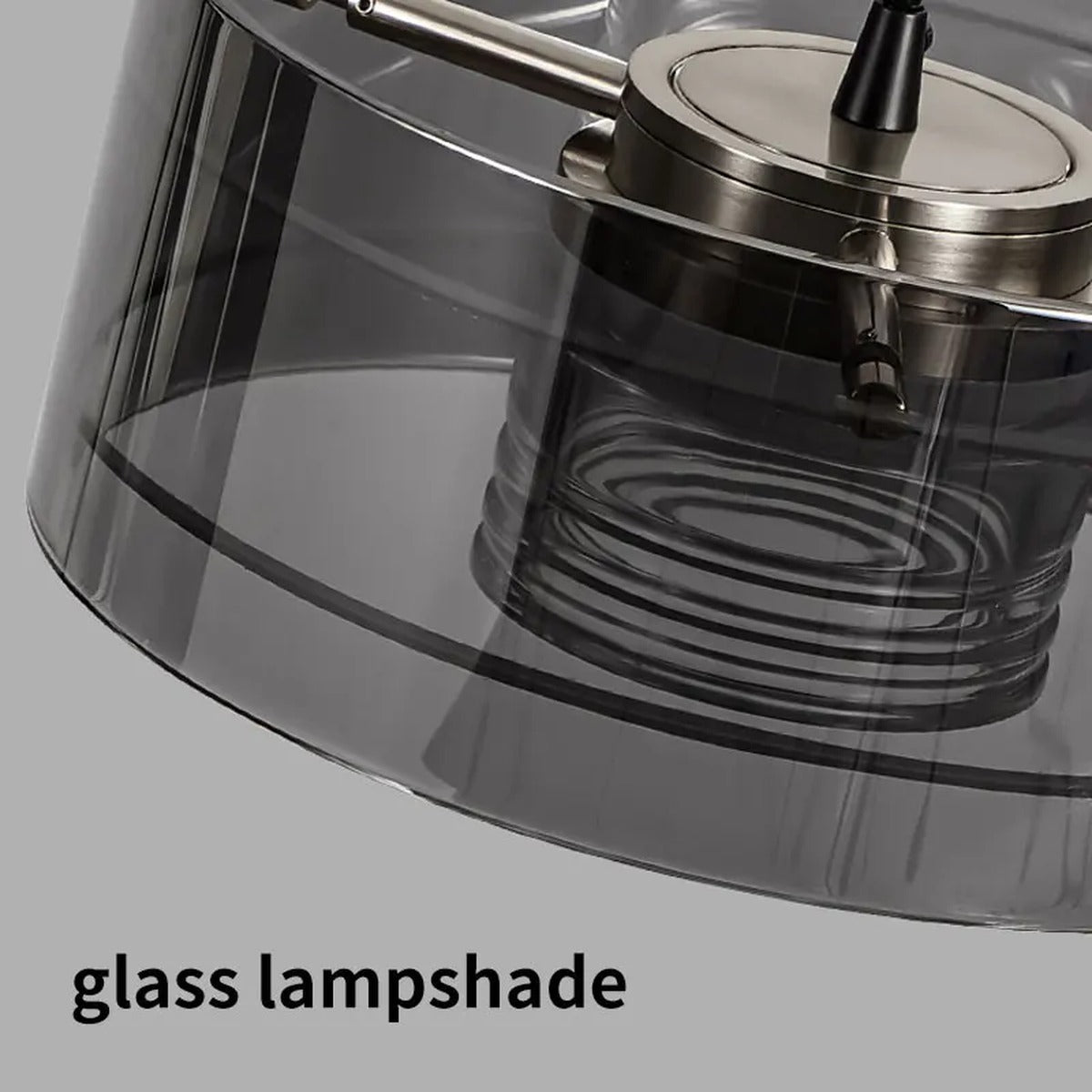 Smoked Glass Drum Pendant Light Orinthe – Smoked glass shade macro detail