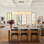 Hand-Cut Marble Panel Brass Ring Chandelier – Vestrax