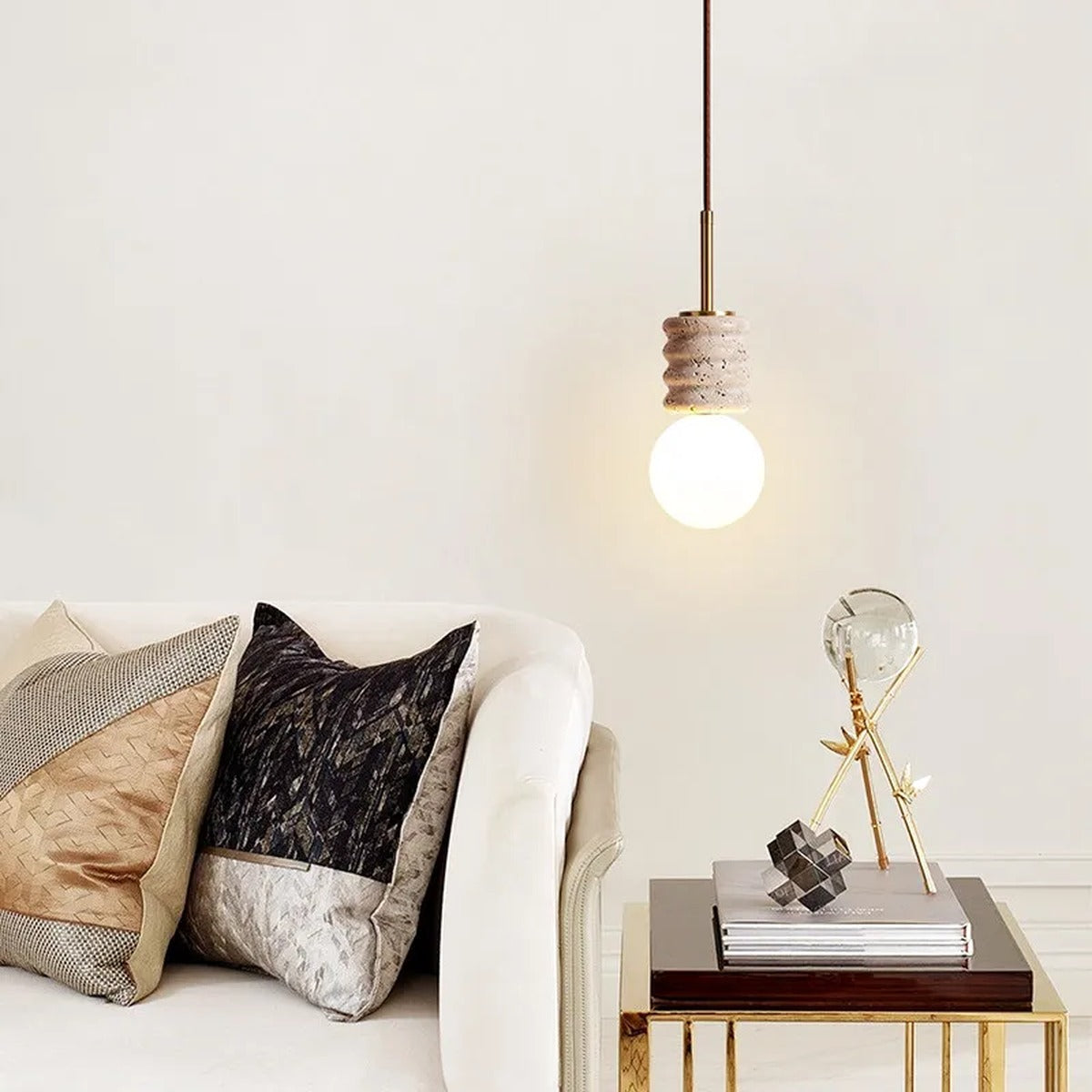 Natural Stone Geometric Pendant Lumendal – Lifestyle View 3