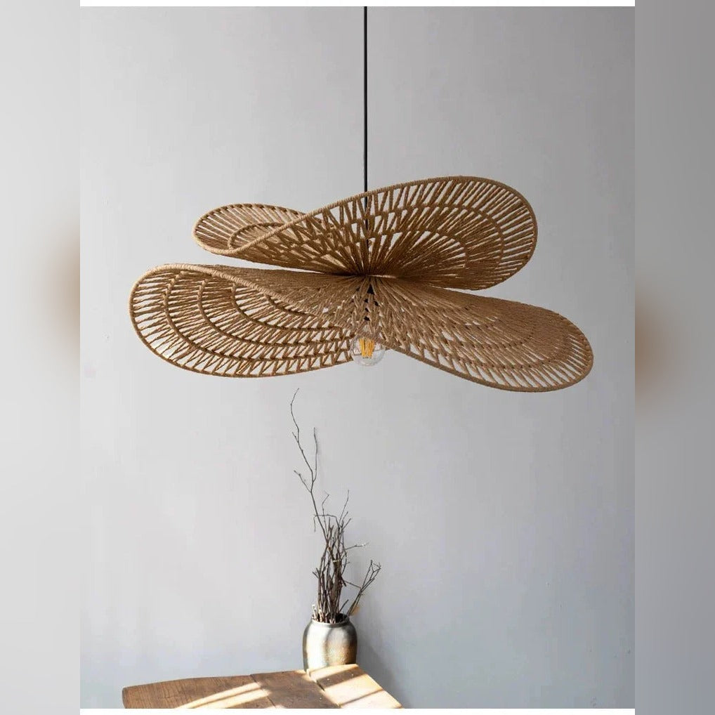 Handwoven Rattan Wing Pendant Light Mtavion – Studio detail angle 3