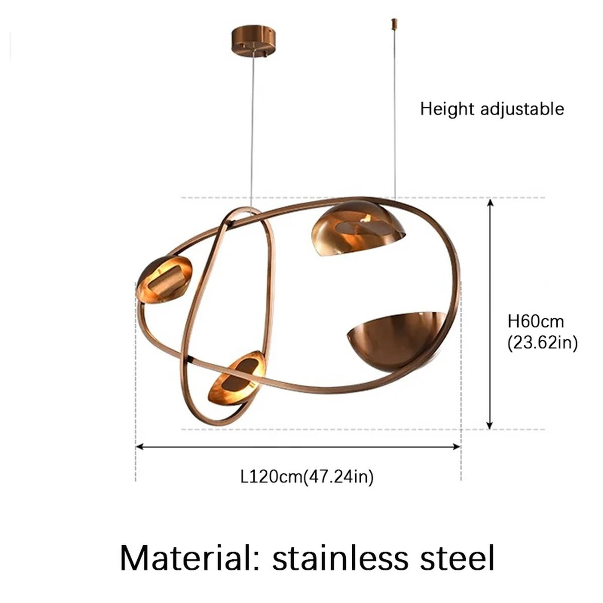 Rose Gold Orbital Ring Sculptural Chandelier – Varlix – Product Detail 12