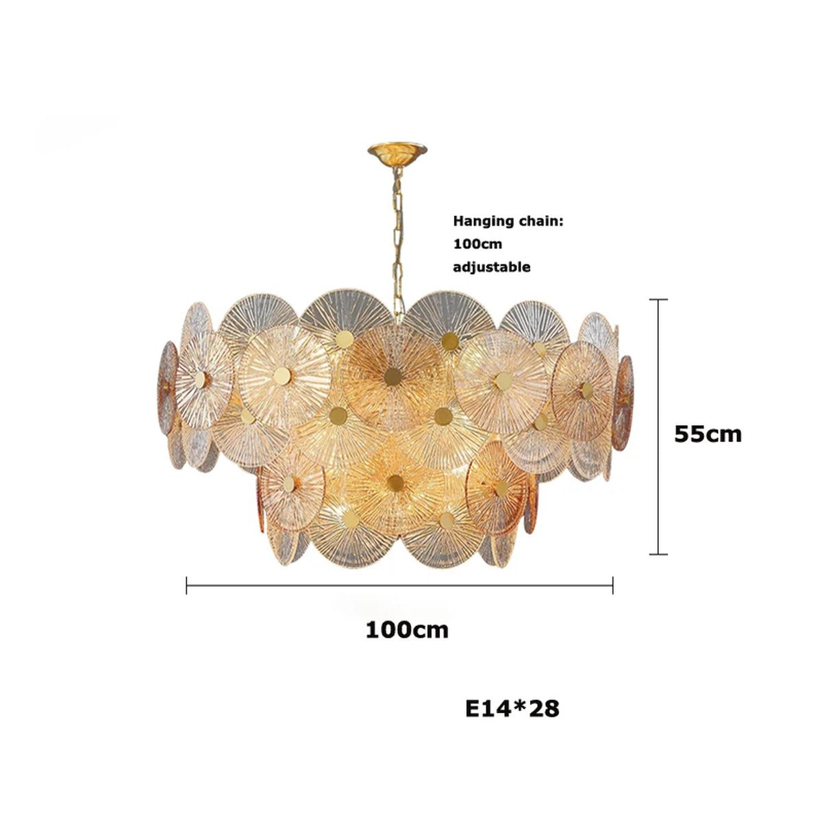 Iralux two-tier drum chandelier, 100cm diameter