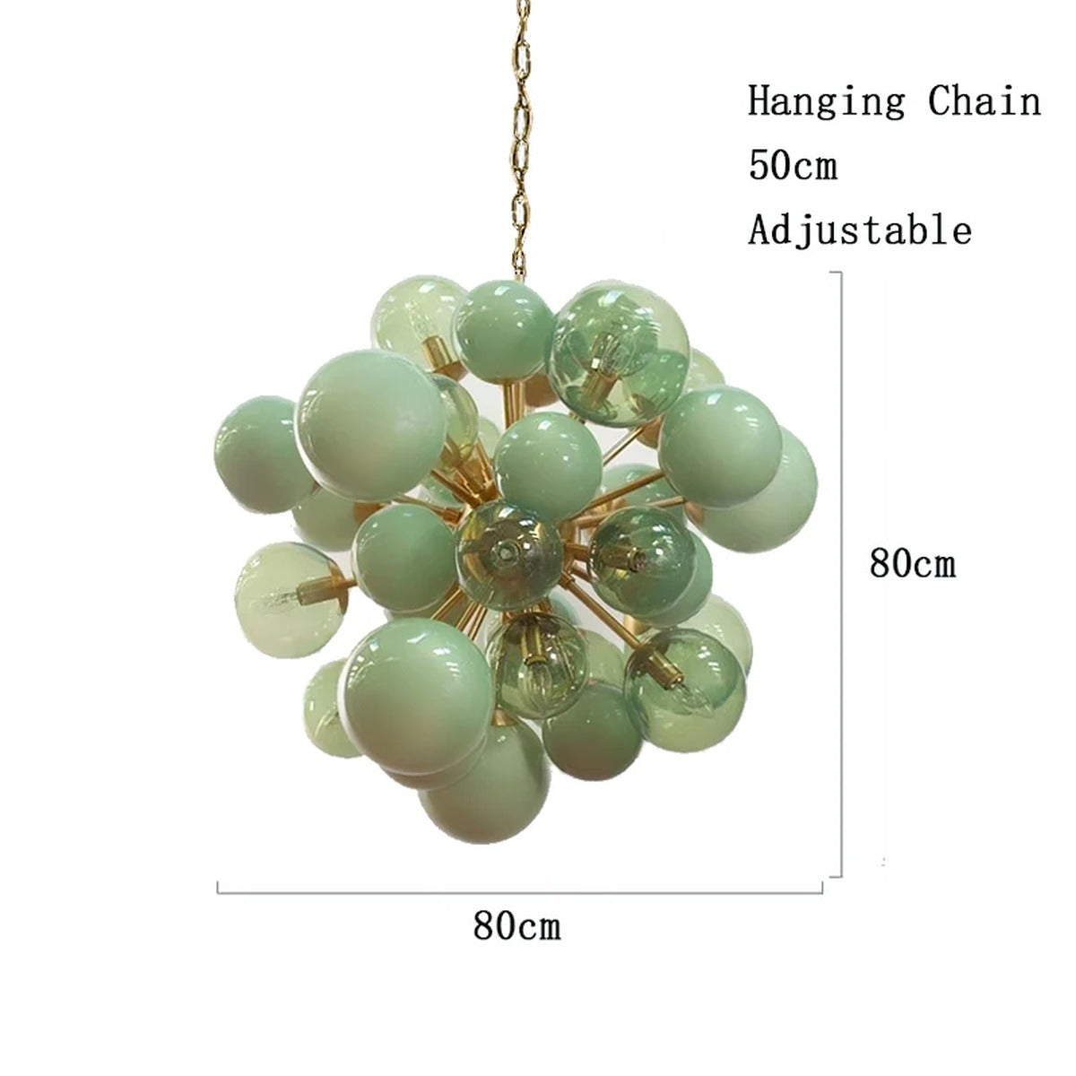 Glass Globe Sputnik Chandelier – Crystara – 80 cm Mint Green Dimensions