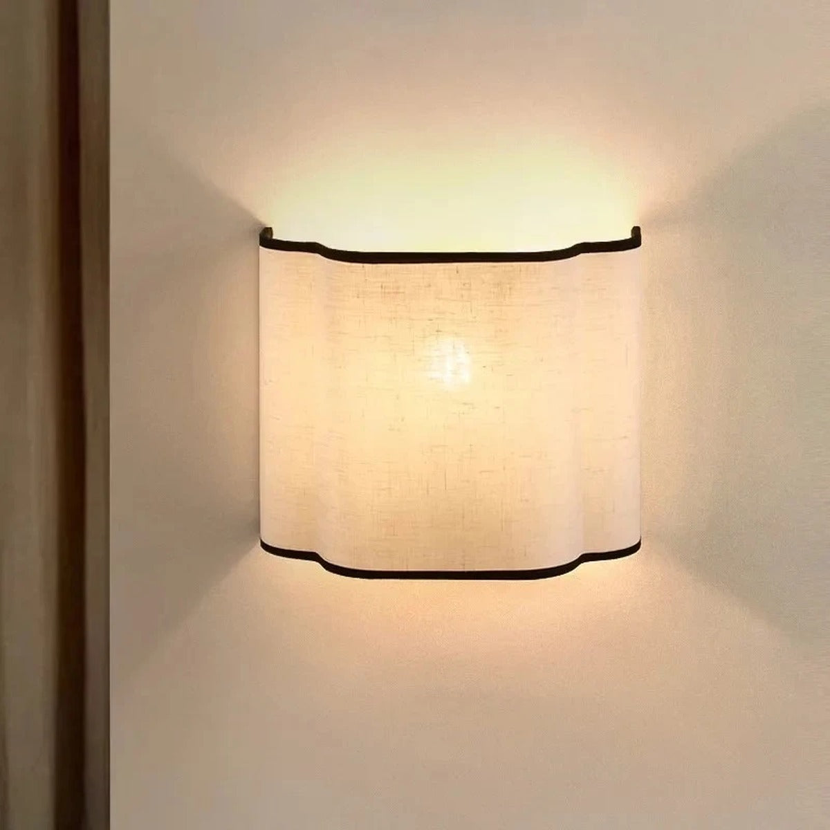 Curved Linen Half-Drum Wall Sconce – Elriven – Product Detail 5