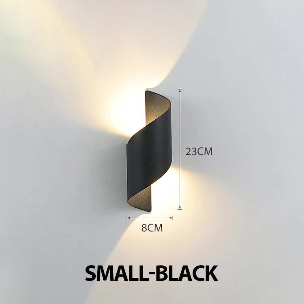Cendrix spiral wall light — Black, Small, 23cm