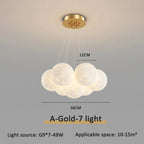 Cascading Moon Sphere Cluster Chandelier – Orineth – Gold, 7-Light Ø12cm
