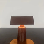 Cordless banker-style table lamp — Deep Red finish detail