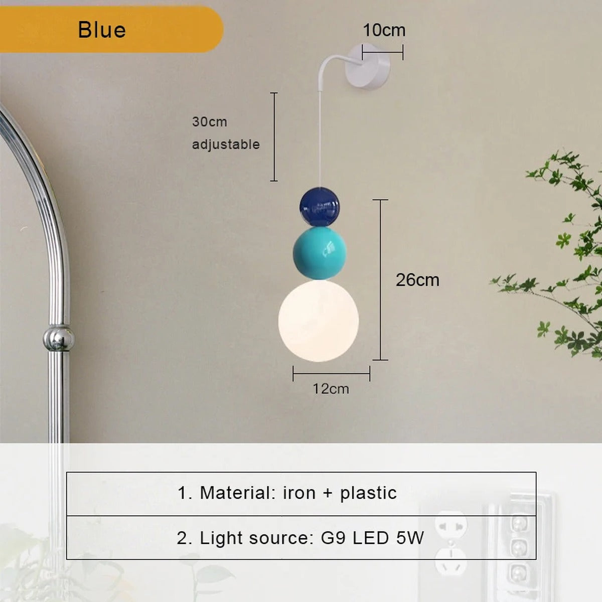 Stacked Sphere Wall Sconce – Karleth – Blue Detail