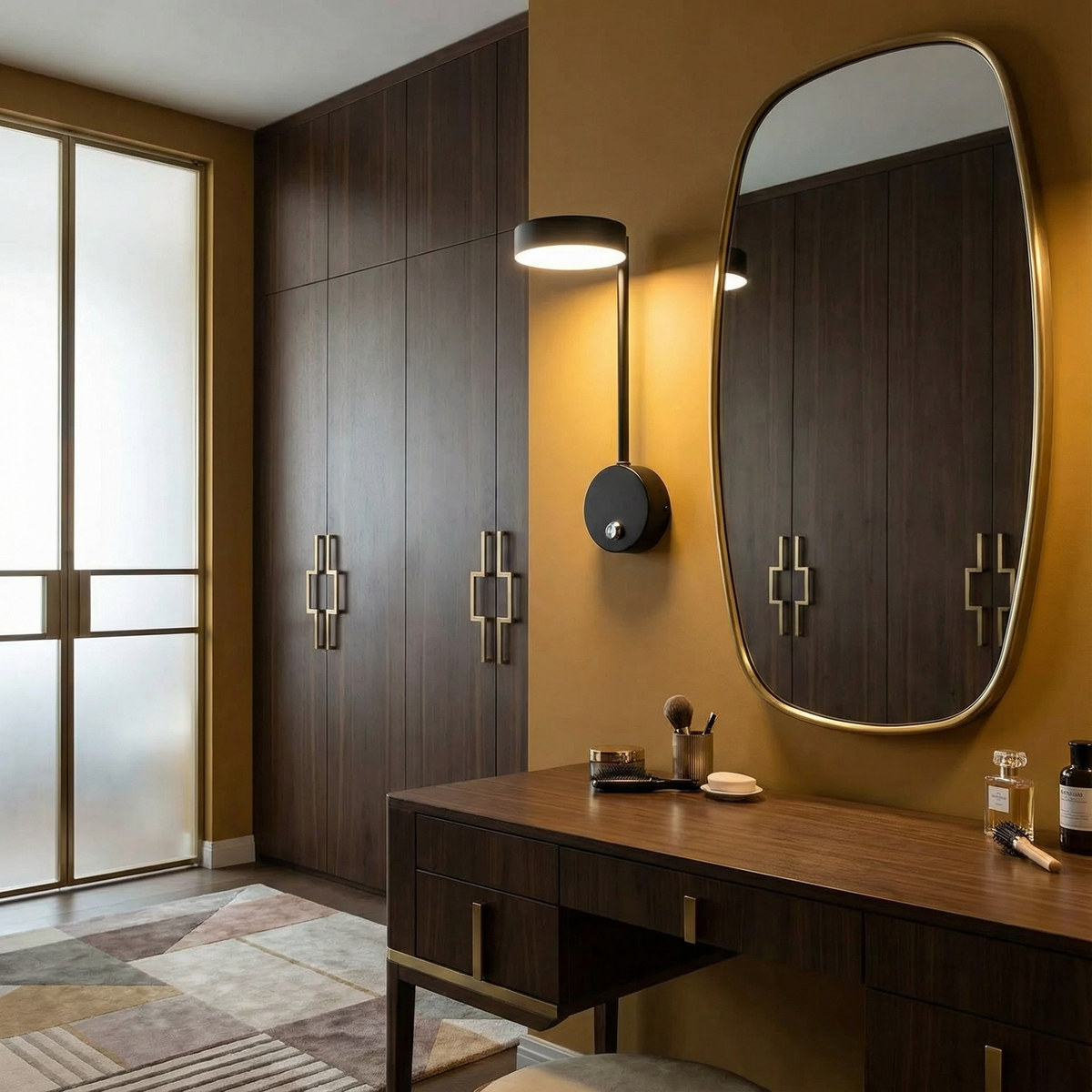 Pivoting Aluminum Disc Wall Sconce Alerion – Lifestyle View 2