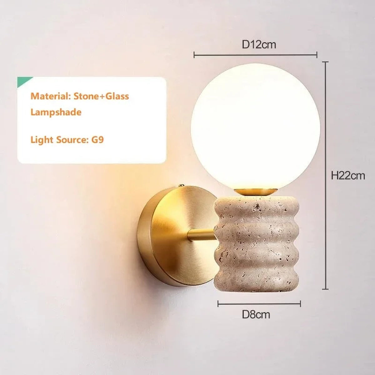 Raw Natural Stone Wall Sconce Ancienthos – Product Detail 7