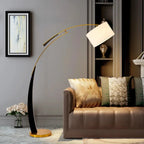 Modern Black & Gold Arc Floor Lamp – Renaith – Lifestyle View 3