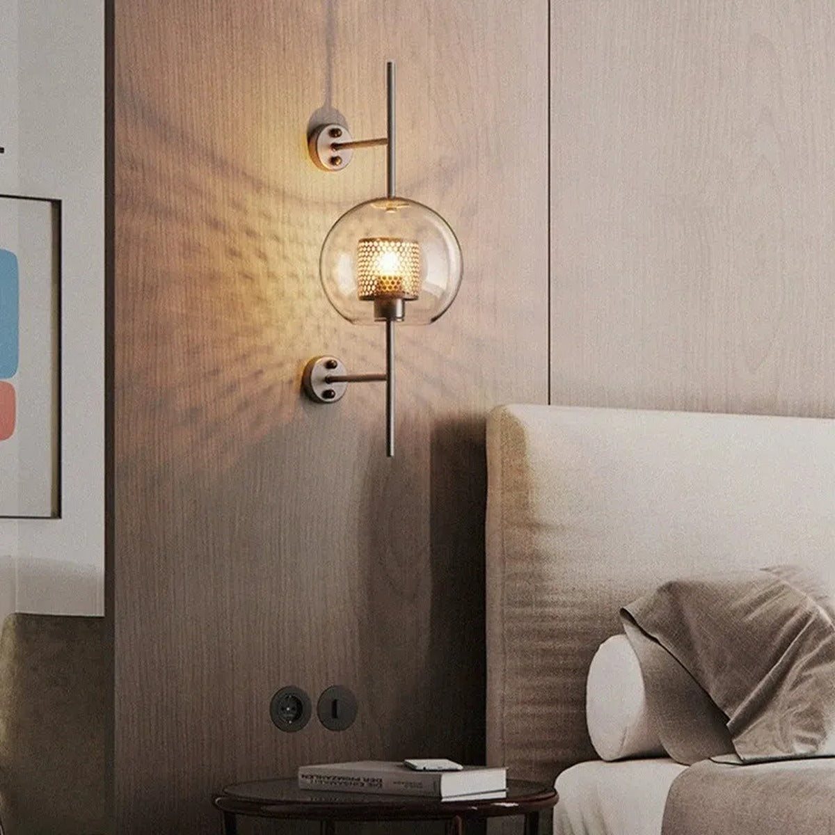 Honeycomb Cage Glass Globe Wall Sconce – Devorn – Product Detail 6