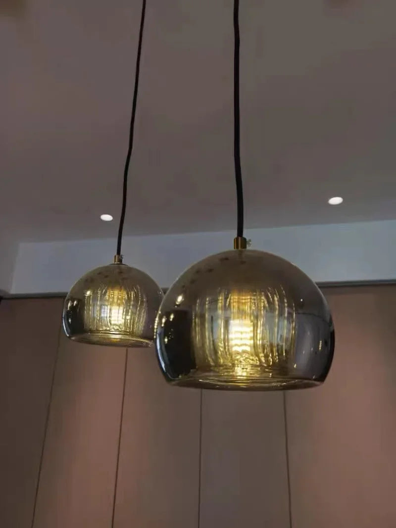 Fluted Glass Globe Pendant Light Celvorn – Smoky Grey Lifestyle