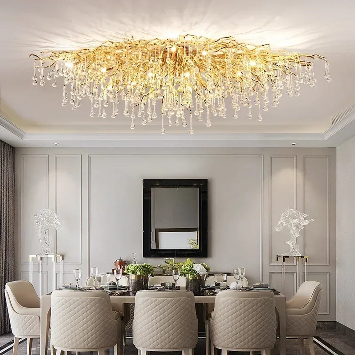 Gold Crystal Branch Chandelier – Equinara – Lifestyle View 3
