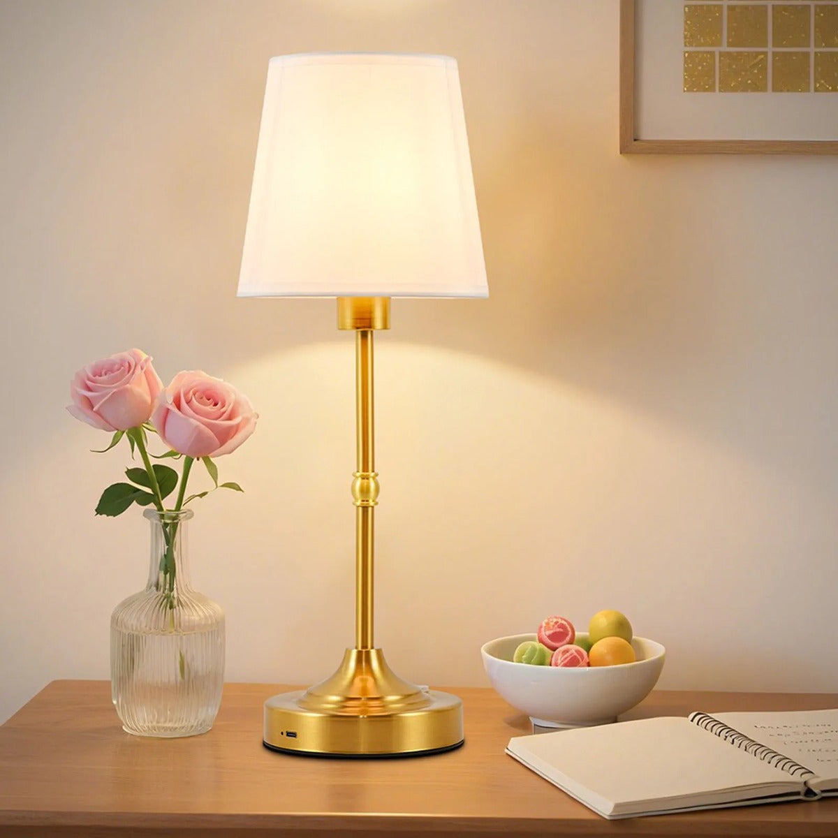 Brass Column Linen Shade Table Lamp – Intimara – Product Detail 6