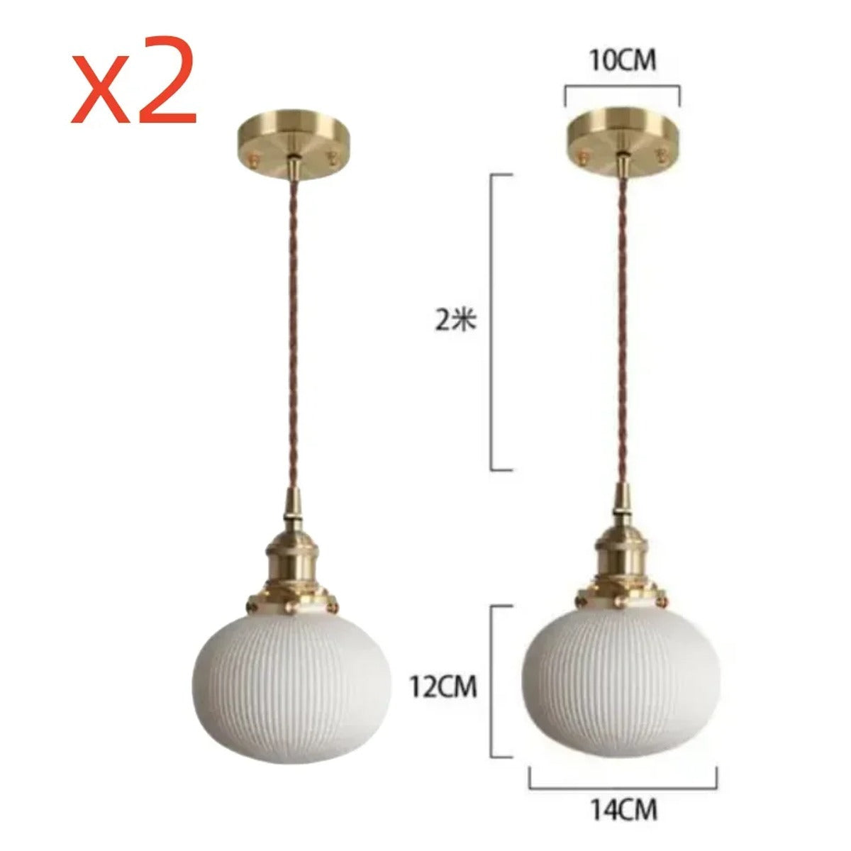 Ribbed Opaline Globe Pendant Light – Keramio – Product Detail 9