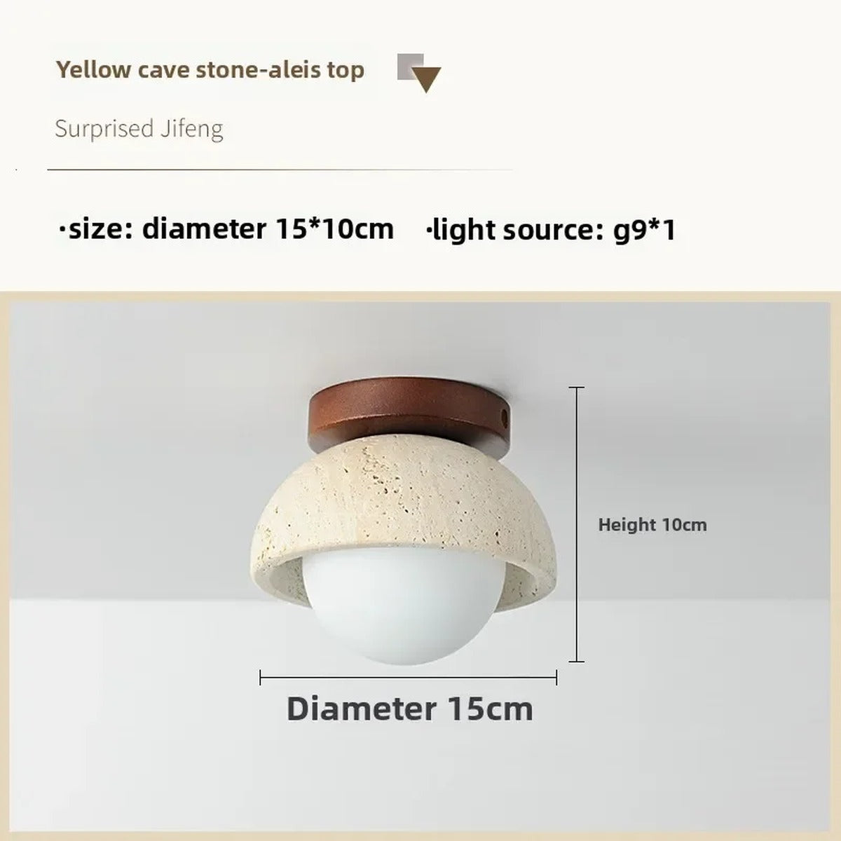 Travertine Flush Mount Ceiling Light Travonis – Milk White, Dimensions