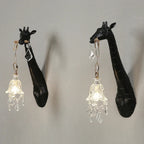 Serengeti giraffe wall sconce, black finish, facing pair — detail