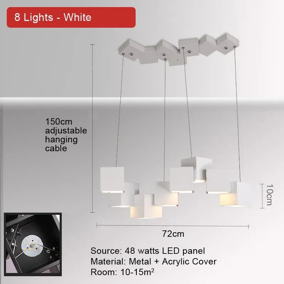 Geometros multi-cube LED pendant bar light architectural