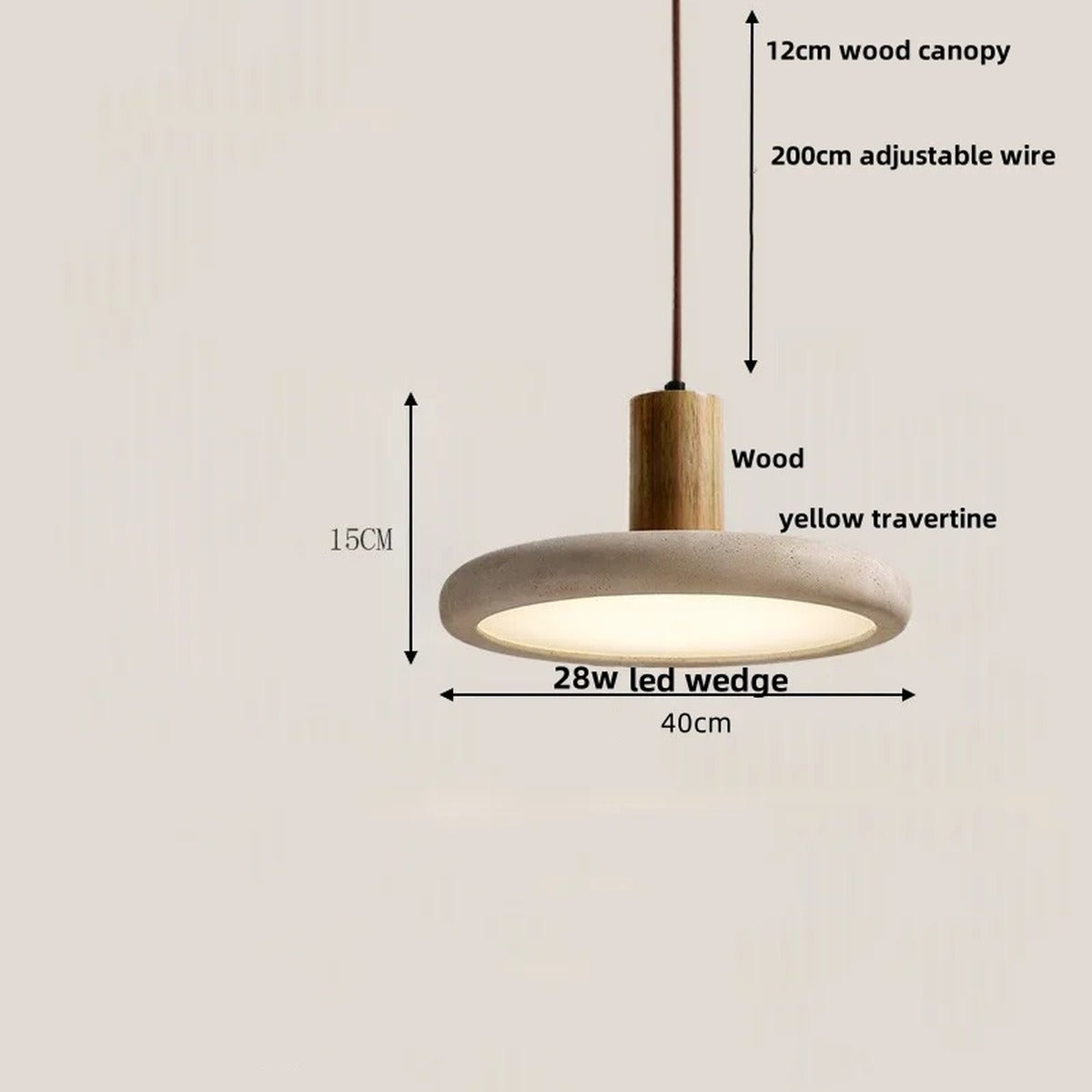 Natural Travertine Disc Pendant Light – Iaeston – Product Detail 9