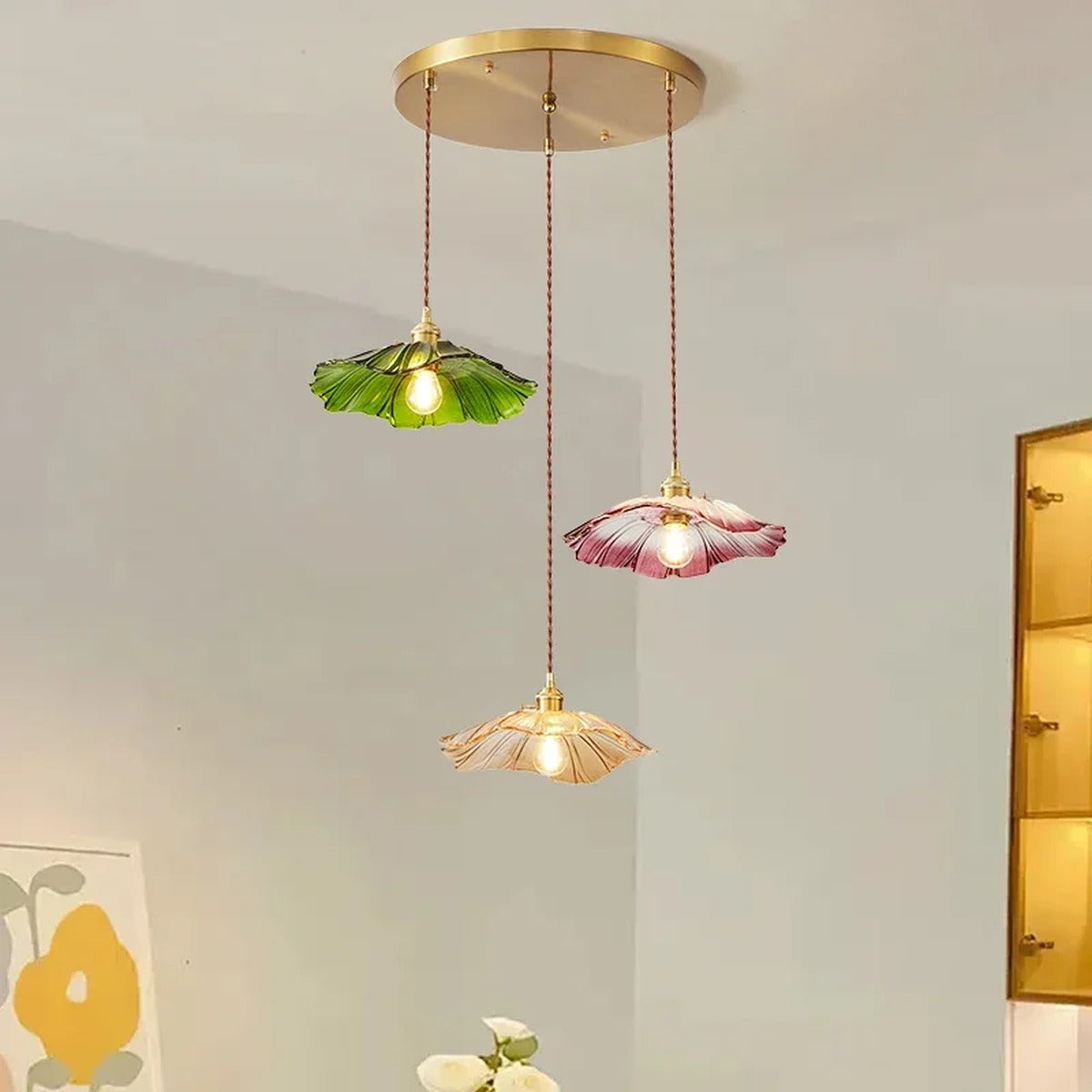 Scalloped Glass Flower Pendant Light Florivex – Lifestyle View 2