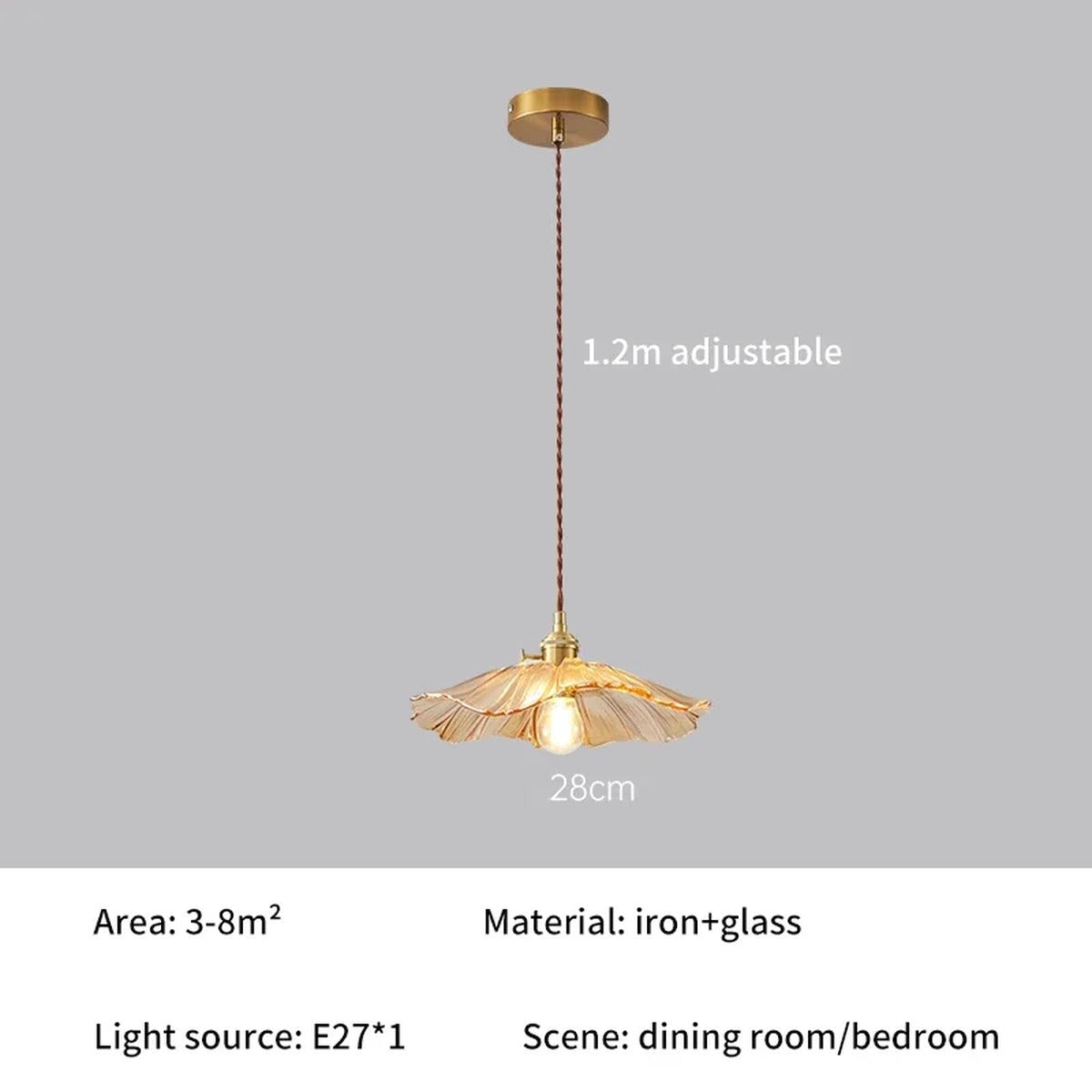 Scalloped Glass Flower Pendant Light Florivex – Product Detail 9