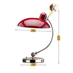 Bauhaus Dome Arc Desk Lamp - Zarlux - Size Guide, Signal Red